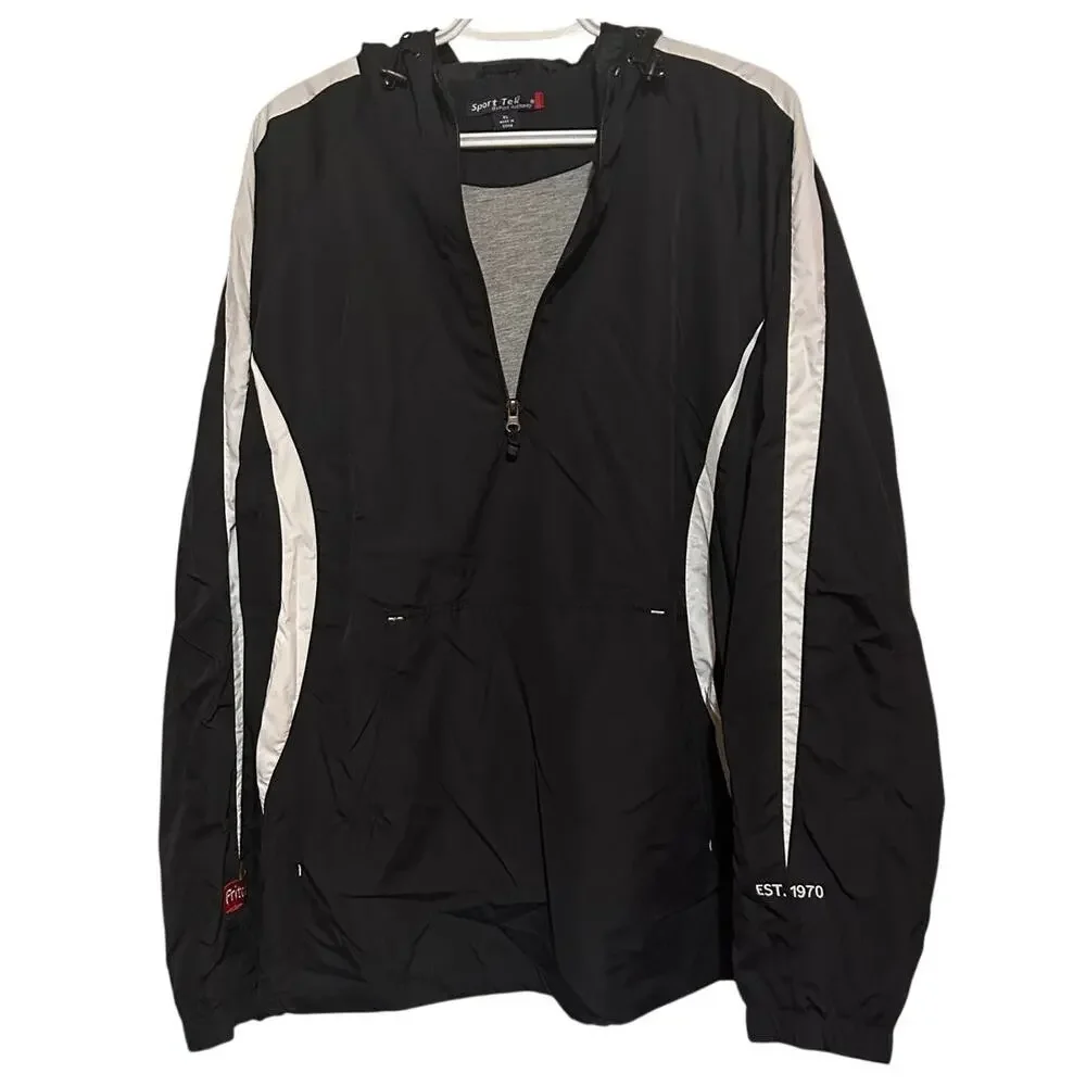 Sport-Tek by Port Authority Men's Black White Quarter Zip Windbreaker Size XL‎